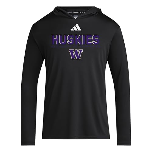 adidas Mens NCAA 25/26 Designed For Training Lightweight Hoodie Black/White/University Of Washington Medium
