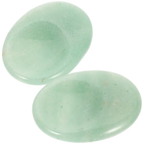 JOYOFREELY Piedras Naturales de Pulgar Presión 2piezas de Piedra Verde Ovalada para Masaje y Raspado Que Reduce la Hinchazón y Alivia el Estrés