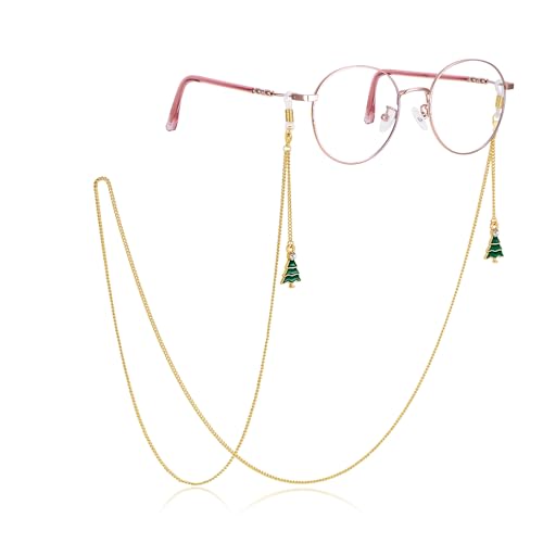 AllenCOCO Christmas Tree Glasses Chain Glasses Strap For Women Sunglasses - 14K Gold Eyeglasses Chain Eye Glasses Holders Around Neck