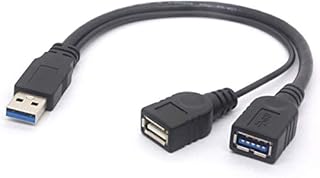 Tomost USB 3.0 Female Splitter Cable - USB3.0 Male to Dual USB Female Extra Power Extension Cord Y Adaptor for 2.5" Mobile Hard Disk 25cm(1 Male To 2 Female)