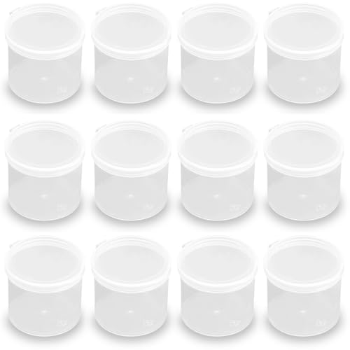 Image of 12 Pcs Clear Round Plastic Storage Containers Jar 3.72 oz - D /2.36 x H /2.13 in, Clear Round Bead Storage Containers for Storage of Small Items, Craft, Beads, Jewelry, Small Parts