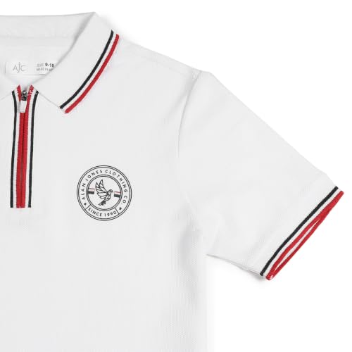 Image of Alan Jones Clothing Boys Cotton Polo T-Shirt | Honeycomb Knit Fabric |Regular Fit Half Sleeve Zip Polo Neck |Casual & Sports Wear | Sizes 6-16 Years