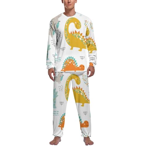 Ensemble pyjama homme contre le froid nocturne avec ce haut et bas manche longue dinosaure