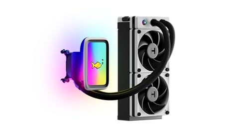 HYTE Thicc Q60 Digital 240mm AIO Liquid Cooling System – 5” Ultraslim HD Display with 42 Pixel qRGB LEDs – High-Performance Dual Pumps and 240x52mm Radiator - White