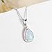 CiNily Pendant Necklace for Women, 14K White Gold Plated Created White Opal Pear Pendant with Chain, Gemstone Necklaces Opal Jewelry Gift for Wedding Christmas Birthday