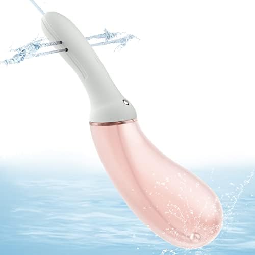 Electric Douche for Women - Automatic Enema Bulb for Men with 3 Adjustment Angles - Rechargeable Cleaning Kit with High Temperature Washable (Pink & Gray)