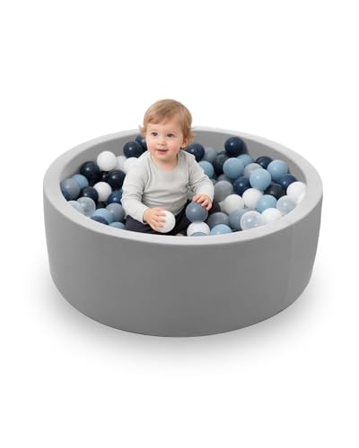 hoopyosms Kinder-Schaumstoffball Grube, Weicher Runder Ball Pool für Kleinkinder, Baby-Spielball Pool, Memory-Schaumstoff für Drinnen (Ohne Bälle Enthalten), Grau