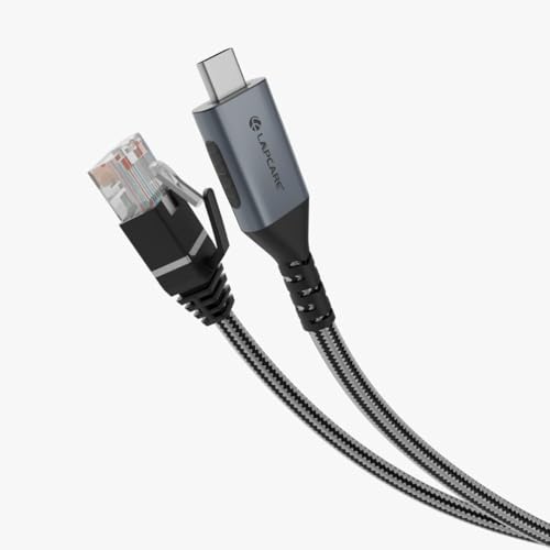 Image of Lapcare Type-C to RJ45 Gigabit Ethernet Adapter Cable | USB-C to LAN 1000 Mbps High-Speed Network Cable | 2M Braided Nylon, Aluminium Housing | Compatible with Laptop, MacBook, Router