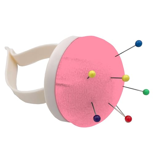 MARARDI Pelote à Épingles pour le Poignet [Couleur Rose] Bracelet pour bras en Plastique Rembourré Coton - Coussin pour Épingle Portable pour la Couture Artisanat Bricolage – vue 3