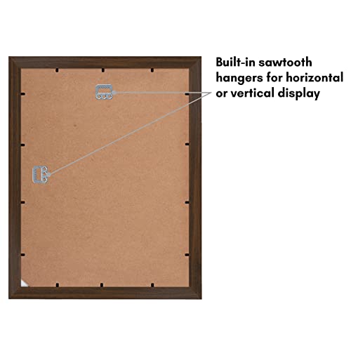 Americanflat 11x14 Picture Frame with Shatter-Resistant Glass - Use as 8x10 Frame with Mat or Display 11x14 Photo Without Mat - Signature Collection - Picture Frames for Wall Display - Walnut