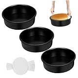 3 Pcs Round Baking Pan Nonstick Black Cake Molds with Parchment Paper for Cakes Desserts and More for All Occasions