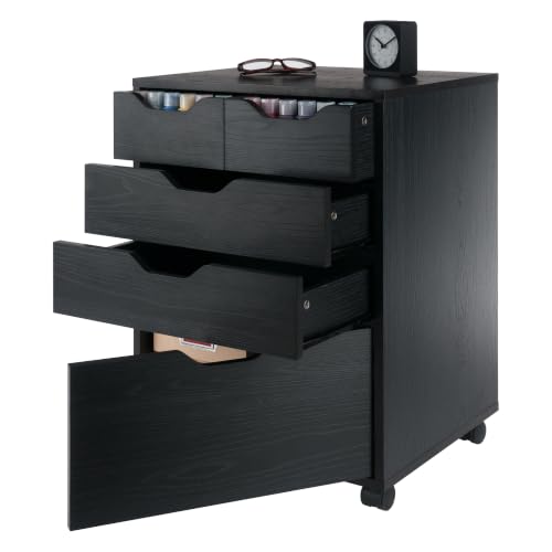 Image of Winsome Halifax Mobile Storage Cabinet with 5 Drawers, Black