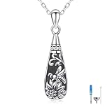 Collar con colgante de urna de plata de ley 925 con forma de lágrima, joyería de cremación para cenizas, recuerdo conmemorativo para mujer, Plata esterlina, No es una piedra preciosa