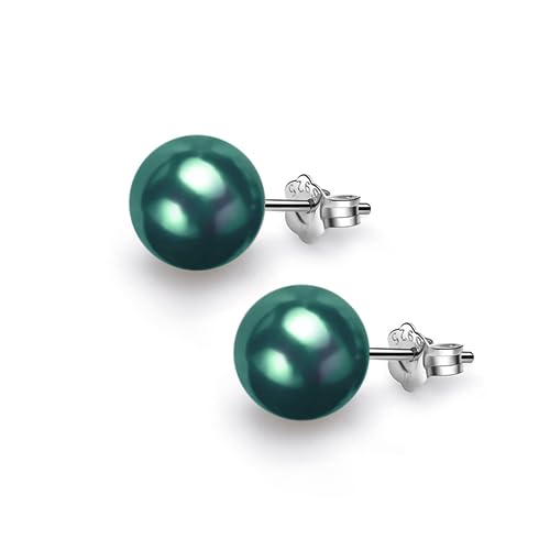 Image of HIGHSPARK 925 Silver Classic Pearl Earrings for Women | 92.5 Sterling Silver & Brilliant Lustre Pearls | Lovely Gift for Women