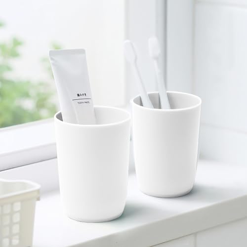 Topsky 4 Stück zahnputzbecher，zahnputzbecher Kinder，trinkbecher Kunststoff，für Erwachsene，Jugendliche und Kinder (280ml, Weiß) 5