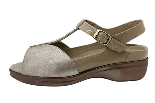 PieSanto   200407 Sandalia Plantilla Extraíble Ante Metal Visón para: Mujer talla: 38