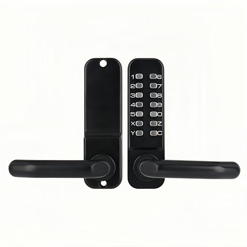 Upgraded Mechanical Outdoor Keyless Gate Lock, Gate Locks for Outdoor Fence with Code, Weatherproof Zinc Alloy Push Button Entry Door Lock with Adjustable Handle for Fence Gate Garage