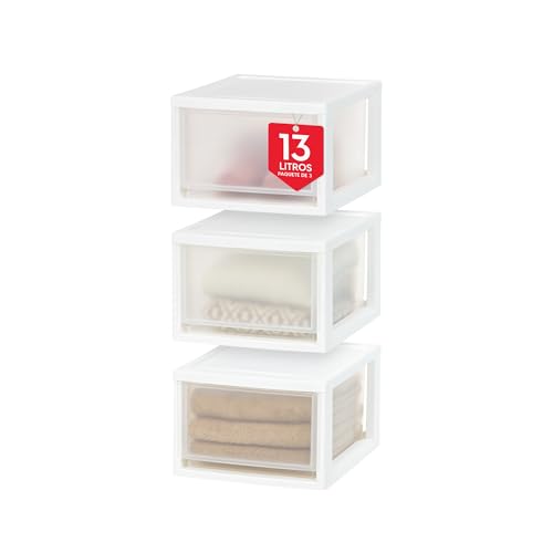 Consejos para Comprar Cajones de plastico comprados en linea. 50 IRIS USA 13.7 L Cajón de Plástico Mediano, Paquete de 3, Organizadora Apilable con Cajón Deslizable para Dormitorio Debajo del Fregadero Despensa Cuarto de Manualidades Oficina,...