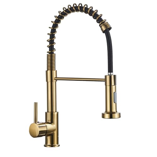 Zamery Armatur Küche Gebürstetes Gold 2 Modi, Küchenarmatur mit Brause...