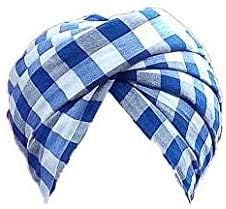 satisfactory nationSatisfactory Nation Check Print Style Parna Sikh Headwear Sikh Parna Check Parna Check Pagri Check Pagg Check Turban 8 Meter Sky Blue