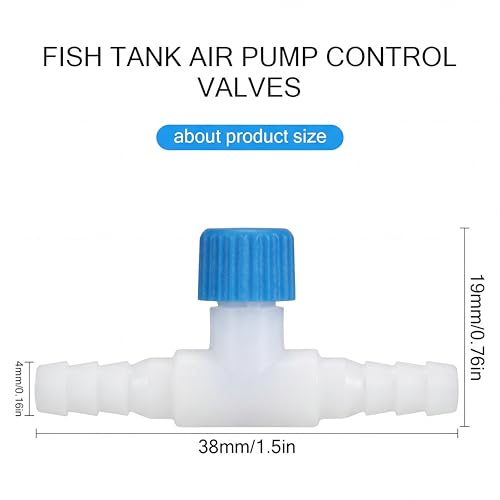Image of Honoson 30 Pieces Aquarium Air Control Valve T Shaped Air Pump Control Valves Single Way Plastic Flow Regulator for 4 mm Hose Line Tubing Connector(Blue and White)