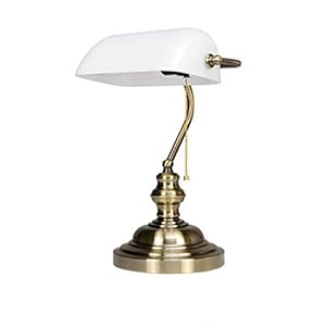 AbesterKlassieke tafellamp slaapkamer nachtkastje leeslamp bank tafellamp antieke notarislamp, opaalglas goud en…