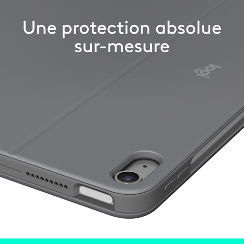 Logitech Combo Touch, étui clavier pour iPad Air 11 pouces (M2 et M3), iPad Air (5e génération)- Clavier rétroéclairé amovible avec support, Clavier Français AZERTY - Gris