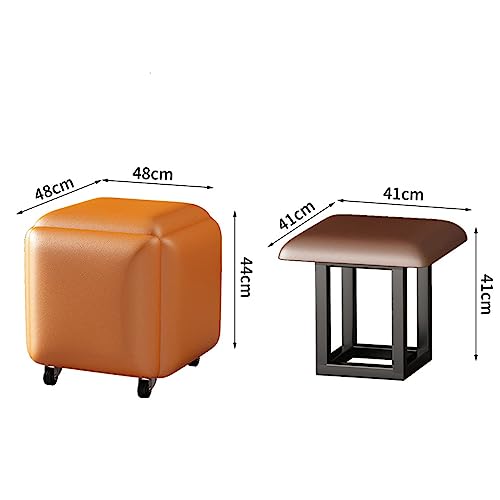 Pouf cube 5 en 1 modulaire en cuir avec roulettes