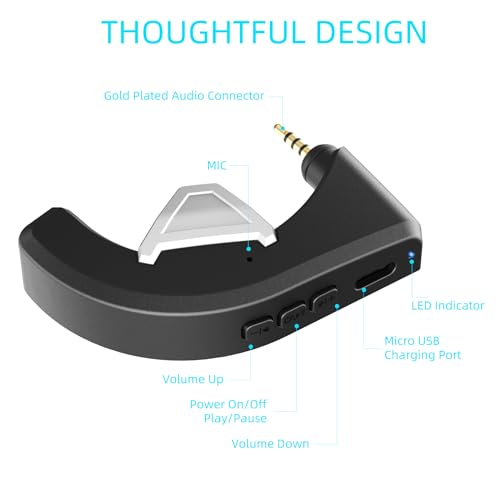 YOCOWOCO aptX Wireless Bluetooth 5.0 Adapter for Bose QuietComfort 3 QC 3 with Mic/Volume Control, Black - Image 3