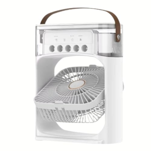 Mini Climatizador e Umidificador Portátil USB 3 em 1 | Ventilador de Mesa Pessoal Silencioso com Luz Noturna LED para Casa, Escritório e Viagem