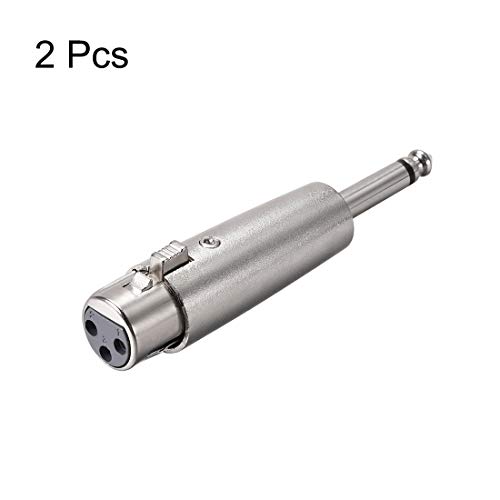Adaptador uxcell XLR Hembra a TRS Mono 1/4" 2pcs miniatura 3