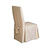 SureFit Home Decor Duck Solid Long Full Length Dining Room Chair One Piece Slipcover Relaxed Fit 100 Cotton Machine WashableNatural Color