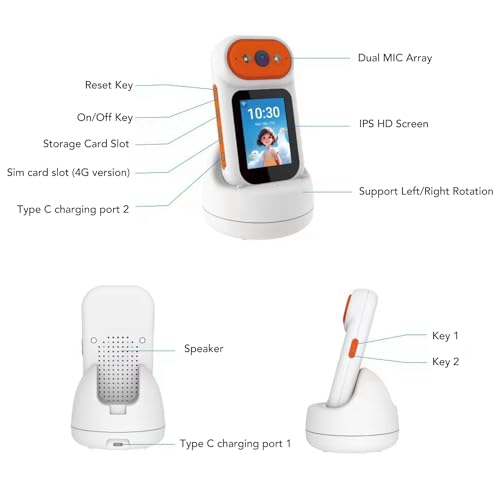 Image of Bewinner 1080P HD Two-Way Video Camera, 350 Rotating Security Cam with Gesture Zoom, Smart Motion Detection for Home Elderly Baby Pets, One Touch Calling 2000mAh Battery up to 128GB