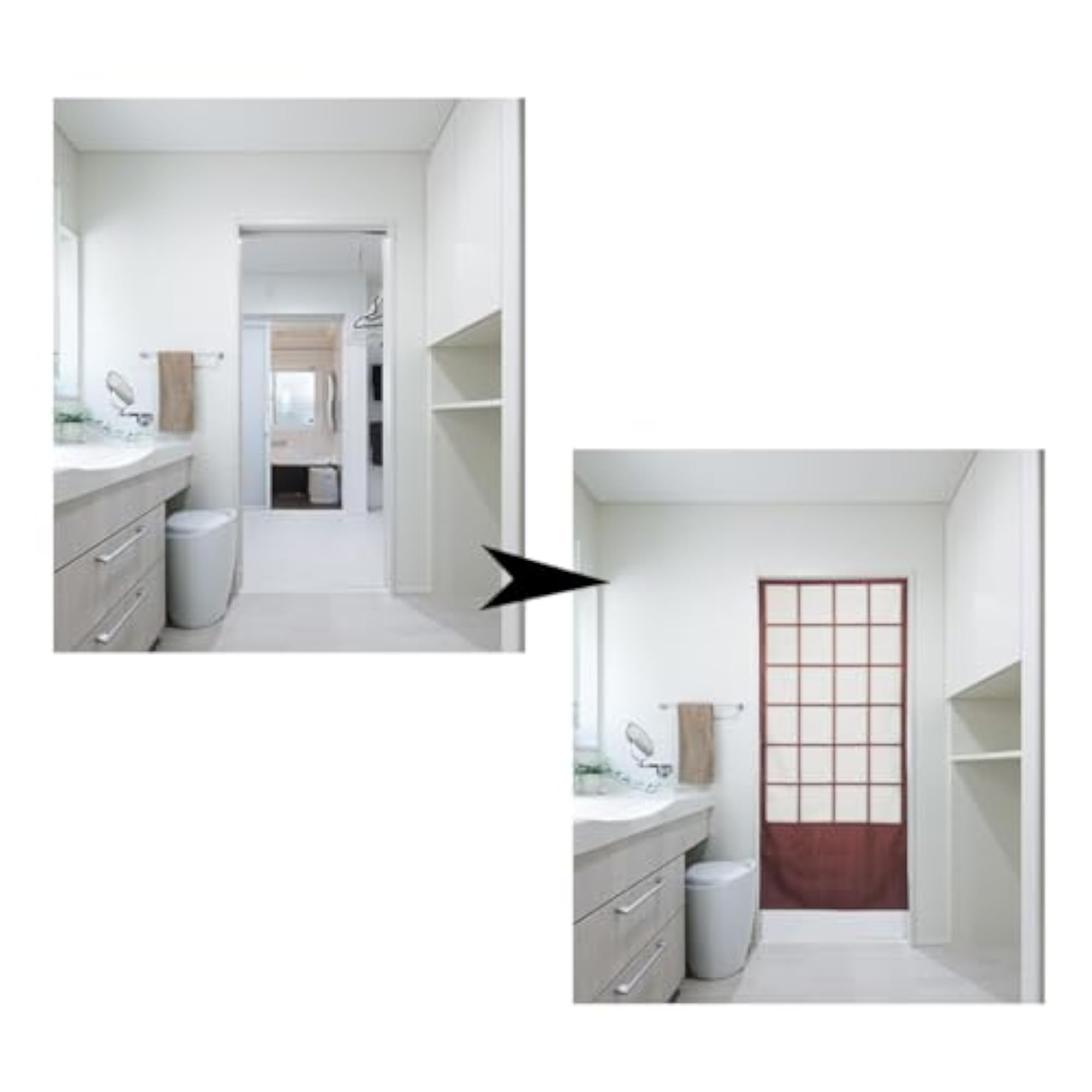 Japanese Doorway Curtain, Long Shoji Design