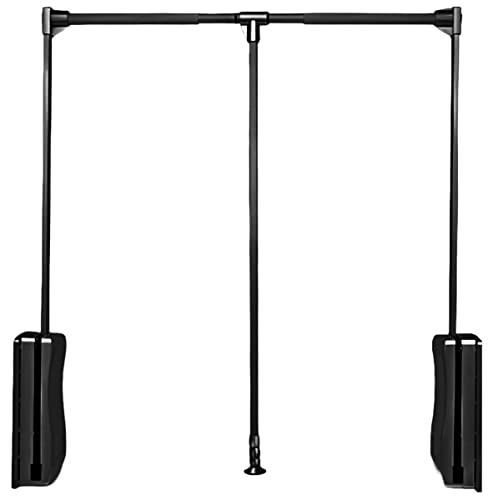 Gedotec Kleiderlift verstellbar Garderoben-Lift | 1 Stk Kleiderstange ausklappbar | Go Up | Schwarz - Garderobenstange Breiten-verstellbar 930-1250 mm | Kleider-Lüfter klappbar | Wardrobelift
