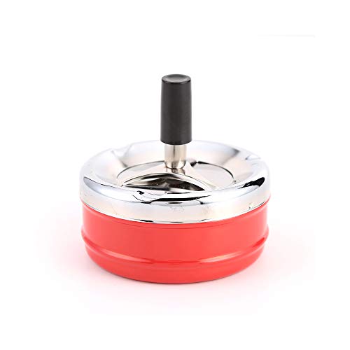 Cendrier rond en métal avec plateau rotatif pour intérieur ou extérieur Rouge