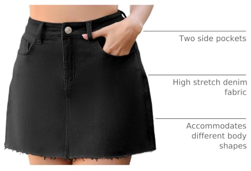 Image of Jumppmile Womens Mini Denim Skirt Mid Waist Mini Dress Jean Skirts White Large
