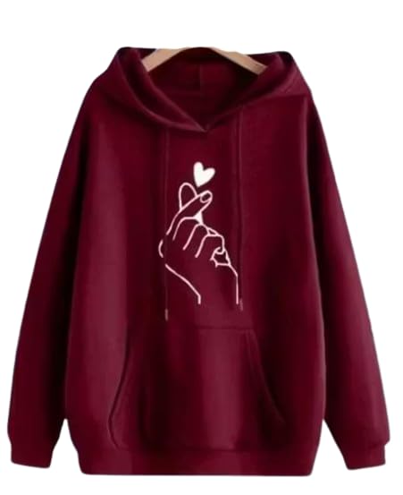 Image of Women's Hoodie Sweatshirt with Kangaroo Pockets, Maroon, Style