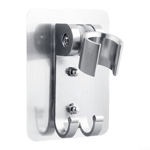 Soporte de ducha grueso para base de ducha de baño con asiento perforado y diseño ajustable para una mayor estabilidad y comodidad del cabezal de ducha (aluminio espacial)
