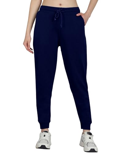 Image of Vogaan Women's Cotton Blend Regular Fit Track Pants | Drawstring Waist Solid Joggers | Super Combed Casual Joggers for Running & Gym