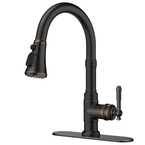 Comparison: Best Faucet For Farmhouse Sink 6 FORIOUS Vintage Kitchen Faucets with Pull Down Sprayer, Oil Rubbed Brown, High Arc Single Handle Stainless Steel Antique Pull Out Sink Faucet for Farmhouse Camper Rv Bar, Fit for 1 or 3 Hole