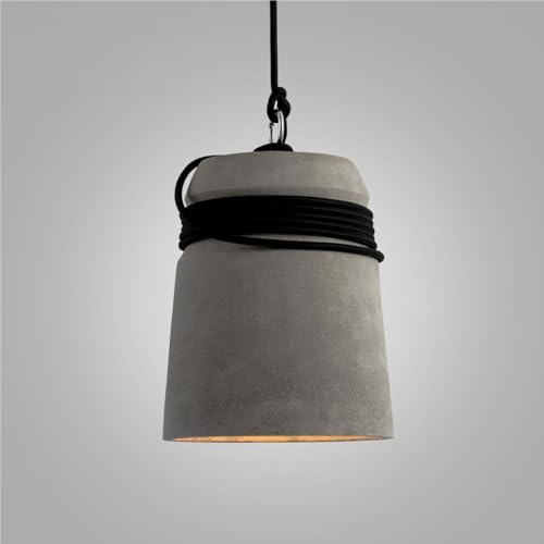 Lampe suspendue industrielle en ciment gris TQHGM réglable avec corde noire