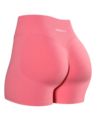 Image of AUROLA Influence Workout Shorts for Women,2.5 3.5 4.5 5.5 6.5 No Roll Up Squat Proof Scrunch Seamless Compression Gym Short
