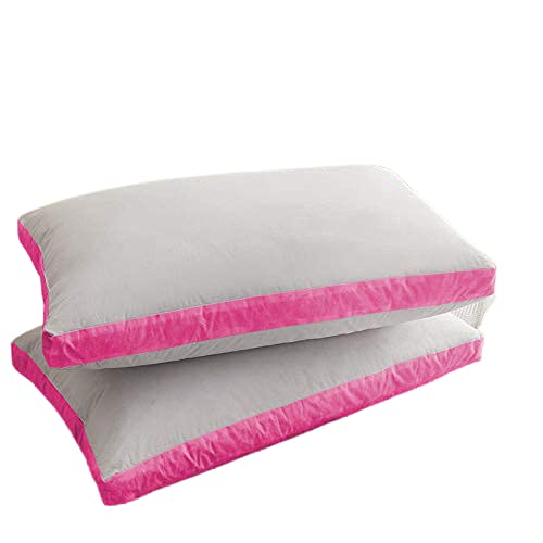 Angel Mommy Pregents Hypoallergenic Gusseted Pillow - Side Back Sleepers Set of 2, Standard (17'x27'Inch), Dark Pink-White