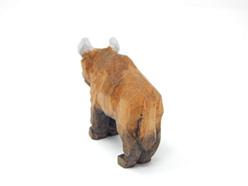 Bison Buffalo Figurine Statue Art Sculpture Miniature Wood Carving Decor Small Animal #TOP4