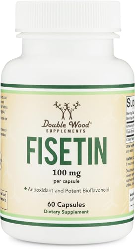 Fisetin Capsules - 100mg, 60 Count (Natural Bioflavonoid Polyphenols Supplement Similar to Apigenin, Luteolin, and Quercetin) Aging Support Senolytic by Double Wood Supplements