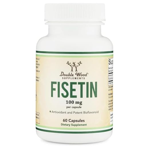 Fisetin Capsules - 100mg, 60 Count (Natural Bioflavonoid Polyphenols Supplement Similar to Apigenin, Luteolin, and Quercetin) Aging Support Senolytic by Double Wood Supplements
