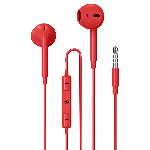 ZEBRONICS Zeb-Buds 30 3.5Mm Stereo Wired in Ear Earphones with Mic for Calling, Volume Control, Multifunction Button, 14Mm Drivers, Stylish Eartip,1.2 Meter Durable Cable and Lightweight Design(Red)