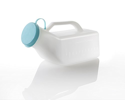 Pack of 2 UML1000 Male Urinal Bottle 1000ml with Secure Cap, Measuring Scale and Easy Grip Handle