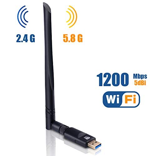 Wireless USB WiFi Adapter 1200Mbps, USB 3.0 Wireless Network WiFi Dongle High Gain with 2 X 5dBi Antennas for PC/Desktop/Laptop/Mac, Supports Windows 10/8/8.1/7 (2)